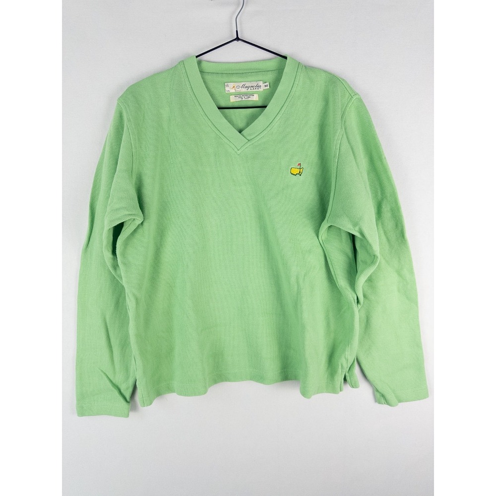 Magnolia Lane Masters Augusta National Womens M Green V Neck Sweater Golf Logo